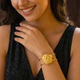 Golden Rose Romance Jewelry Set – Necklace, Earrings, Bracelet & Ring (4-Piece Gift Set)