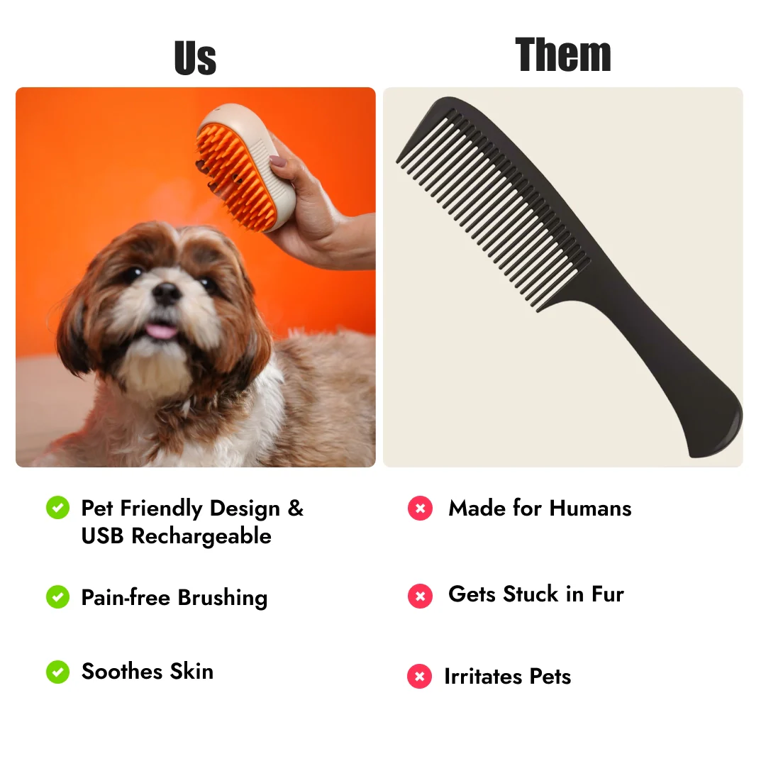 StreamBrush™  Steam Pet Grooming Brush