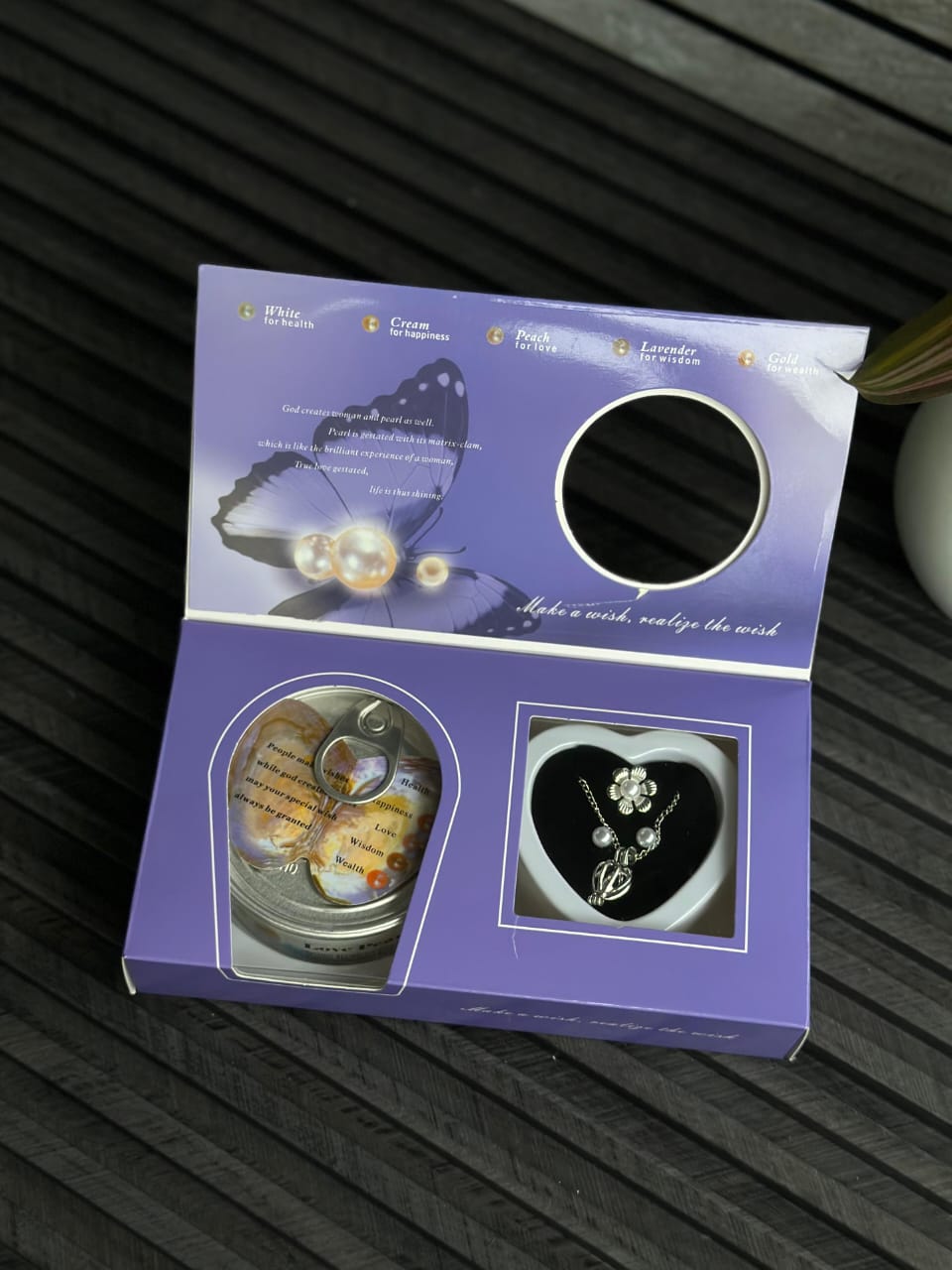 Love Pearl Wish Necklace – Real Oyster Pearl Gift Box for Her